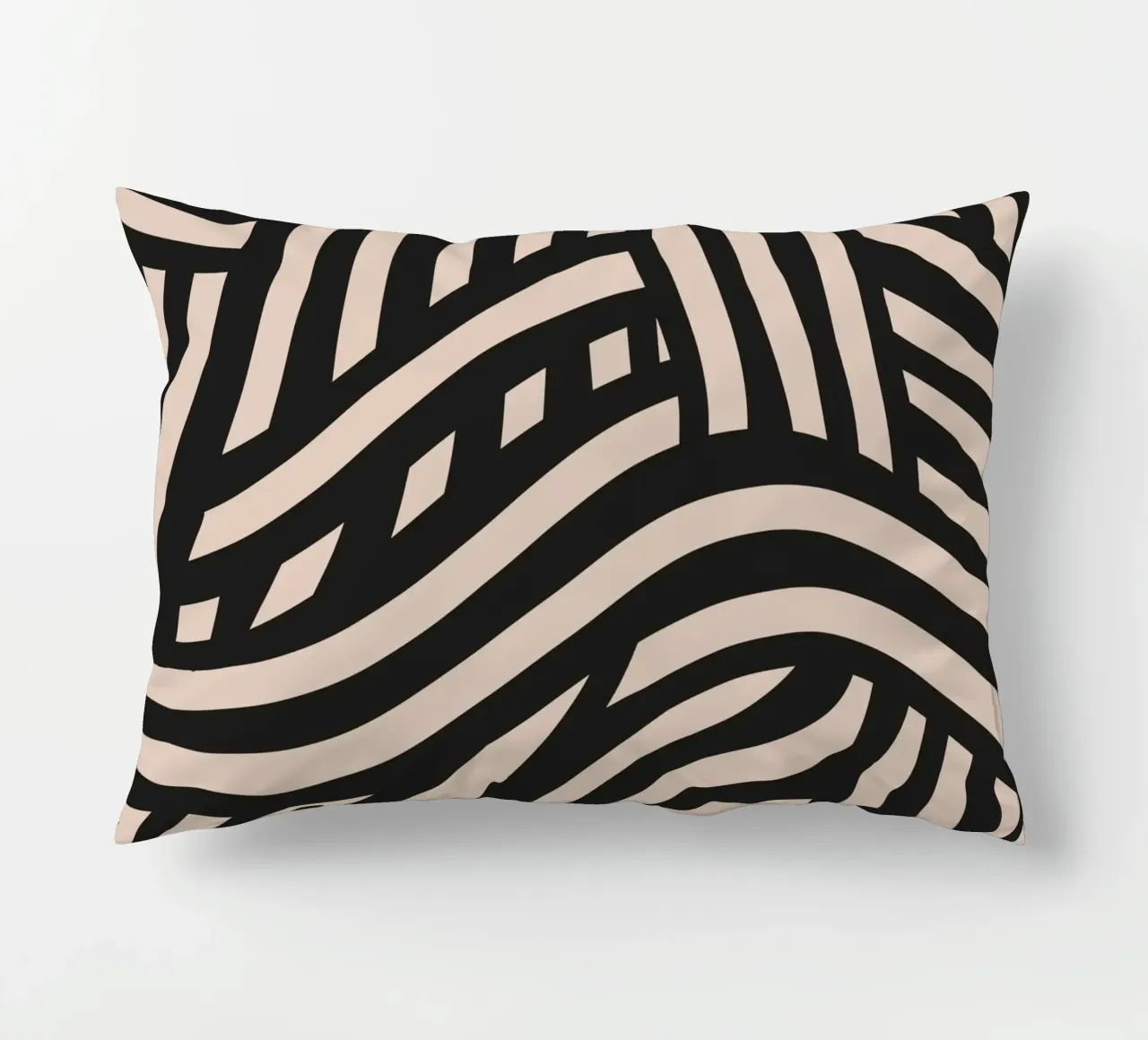 Asymmetrical linocut line art pattern 03 decorative cushion by Little Dean