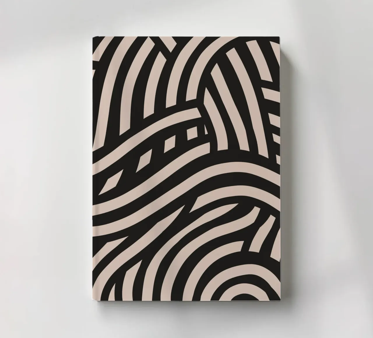 Asymmetrical linocut line art pattern 03 notebook by Little Dean