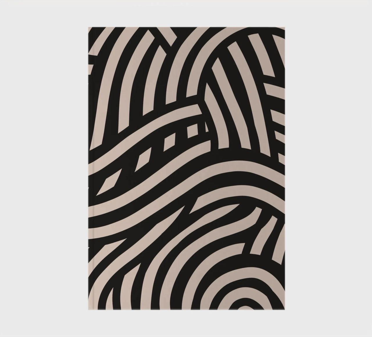 Asymmetrical linocut line art pattern 03 notebook by Little Dean
