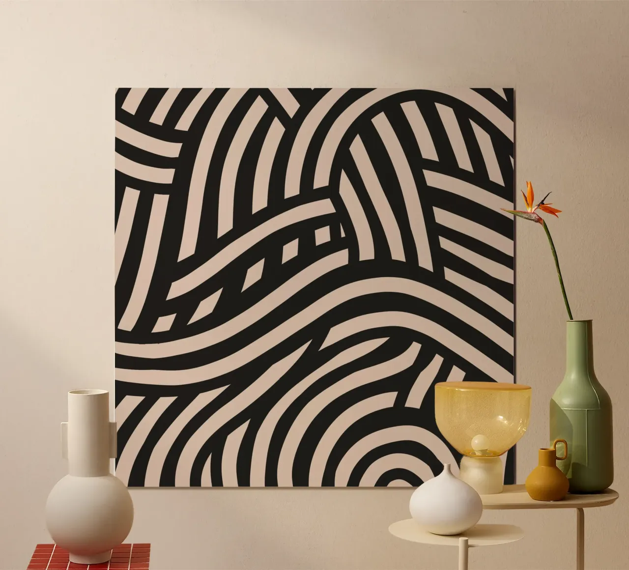 Asymmetrical linocut line art pattern 03 hahnemühle by Little Dean