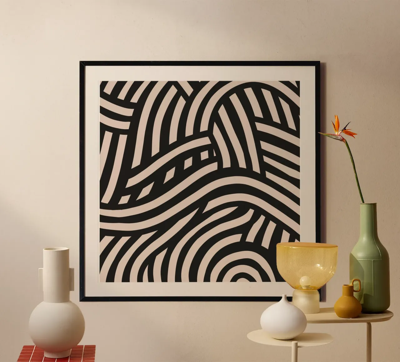 Asymmetrical linocut line art pattern 03 hahnemühle by Little Dean
