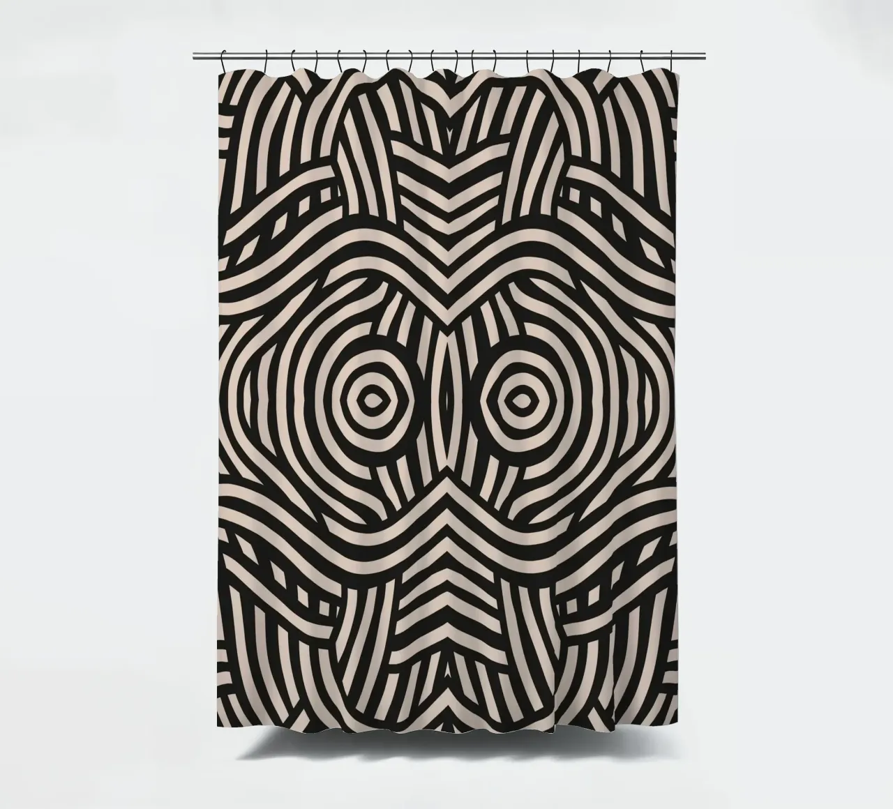 Symmetrical linocut line art pattern 04 shower curtain by Little Dean