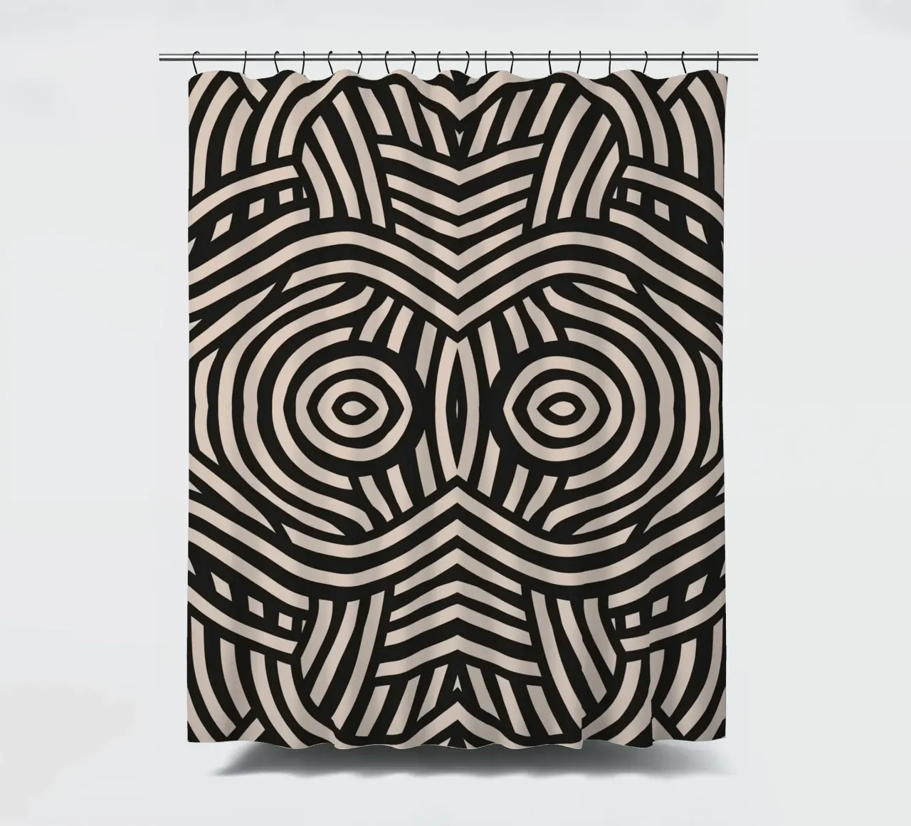 Symmetrical linocut line art pattern 04 shower curtain by Little Dean