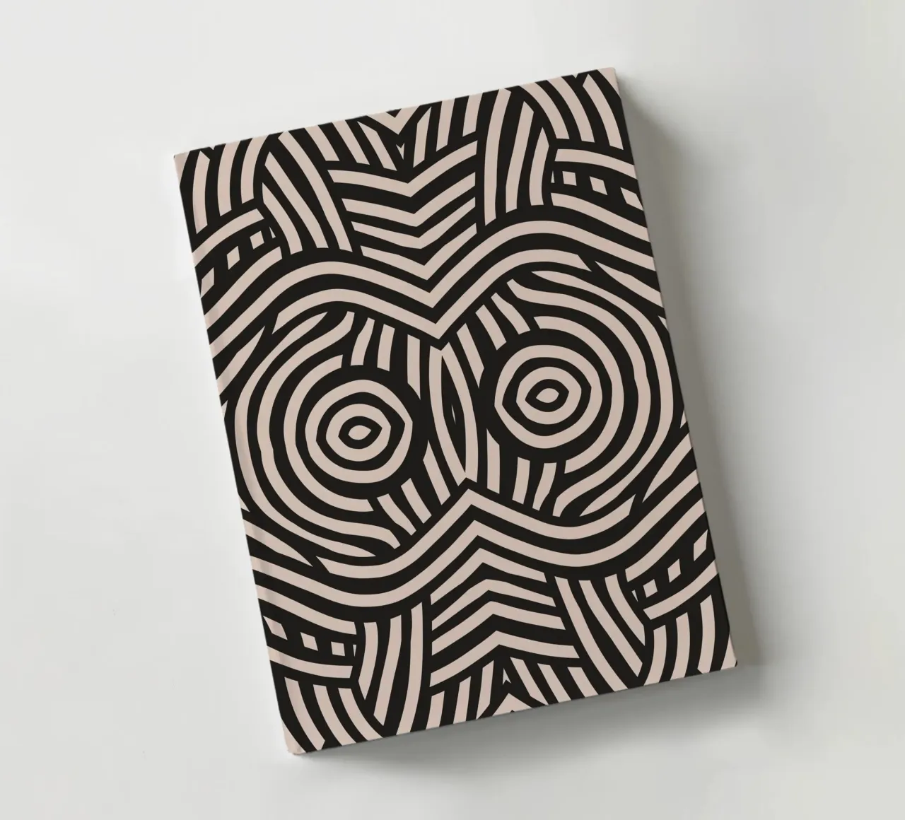 Symmetrical linocut line art pattern 04 notebook by Little Dean