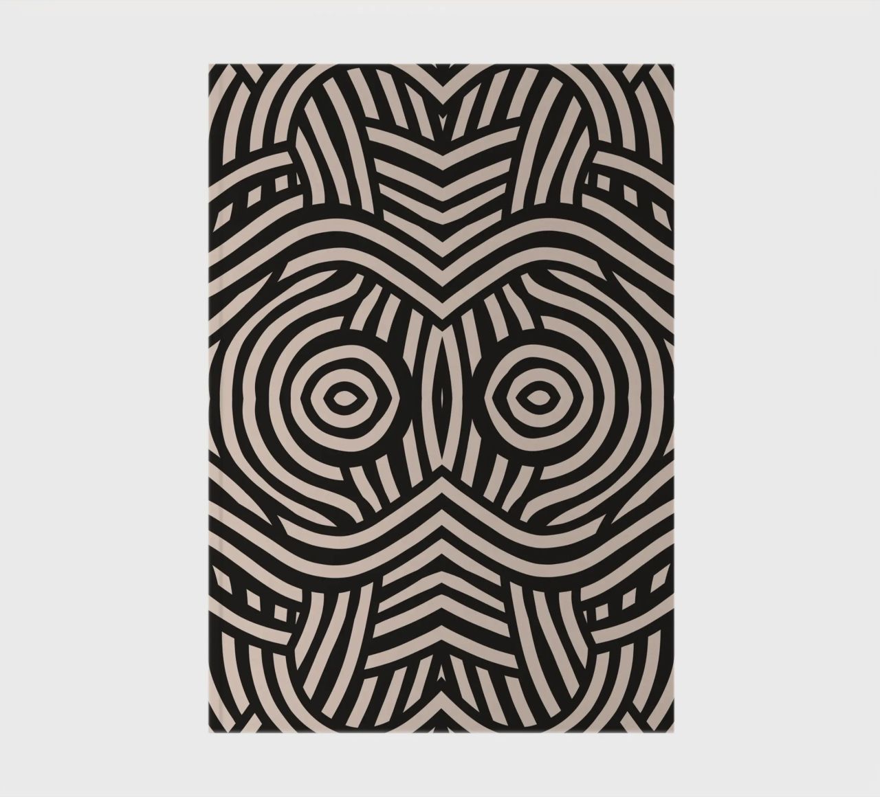 Symmetrical linocut line art pattern 04 notebook by Little Dean