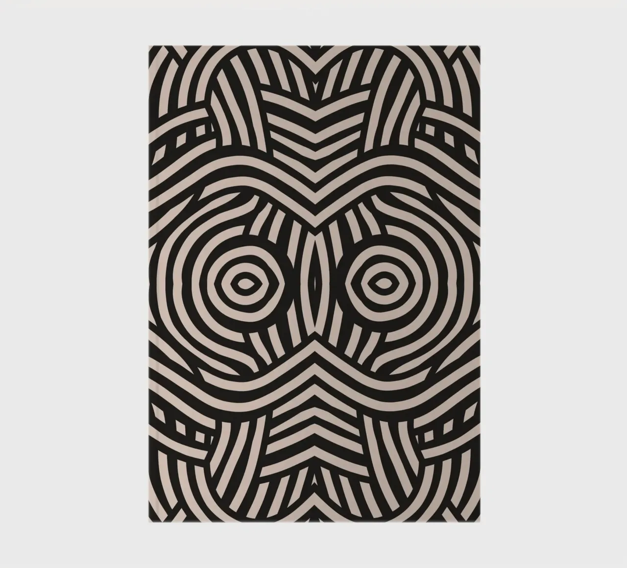 Symmetrical linocut line art pattern 04 notebook by Little Dean