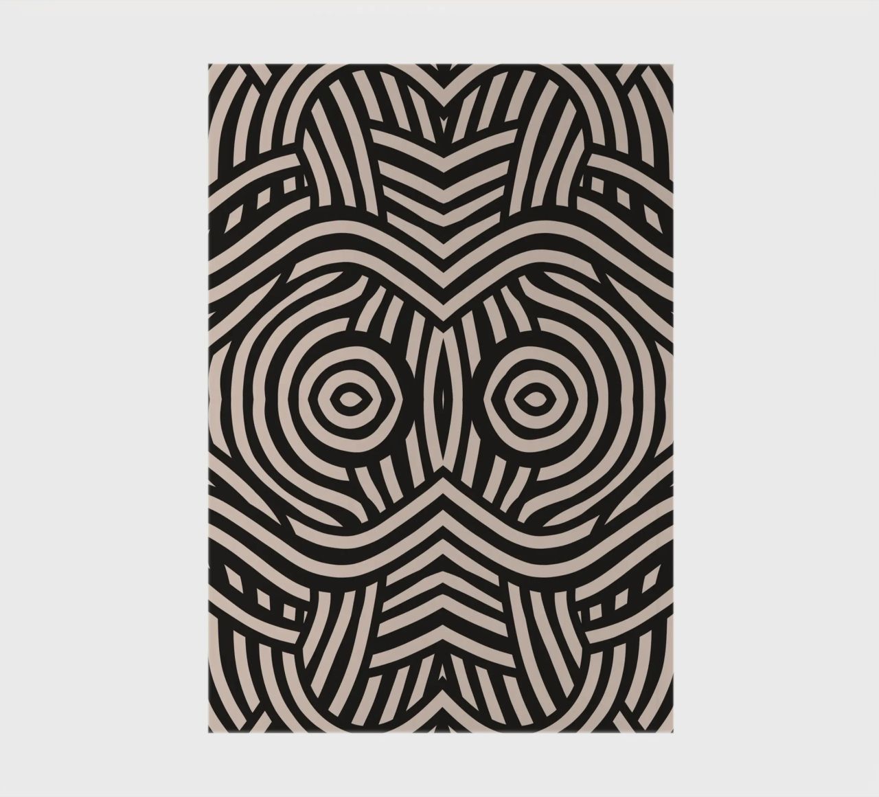 Symmetrical linocut line art pattern 04 notebook by Little Dean