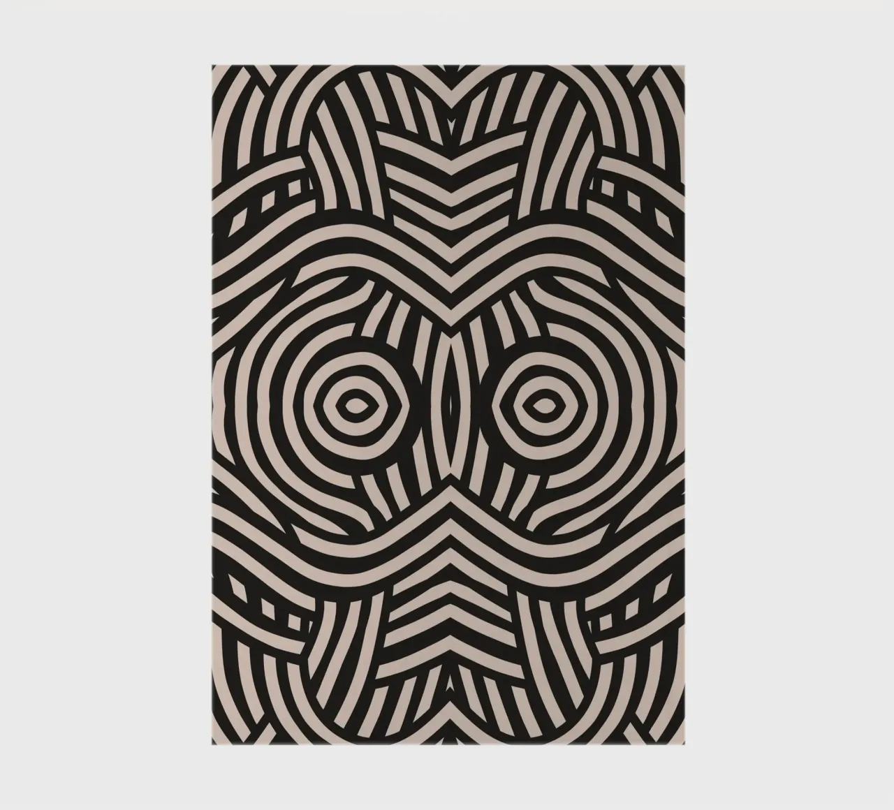 Symmetrical linocut line art pattern 04 notebook by Little Dean