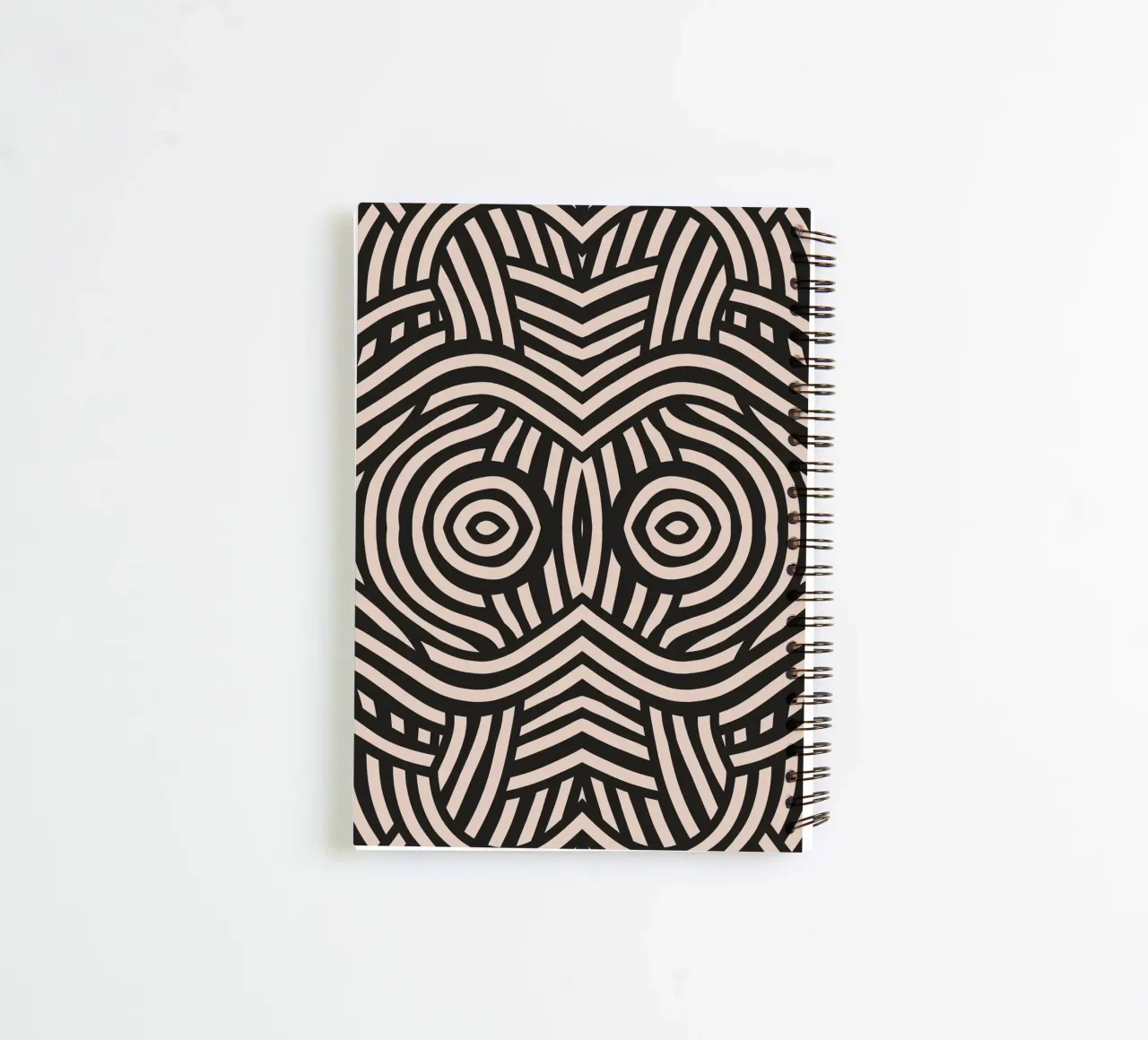 Symmetrical linocut line art pattern 04 spiral notebook by Little Dean