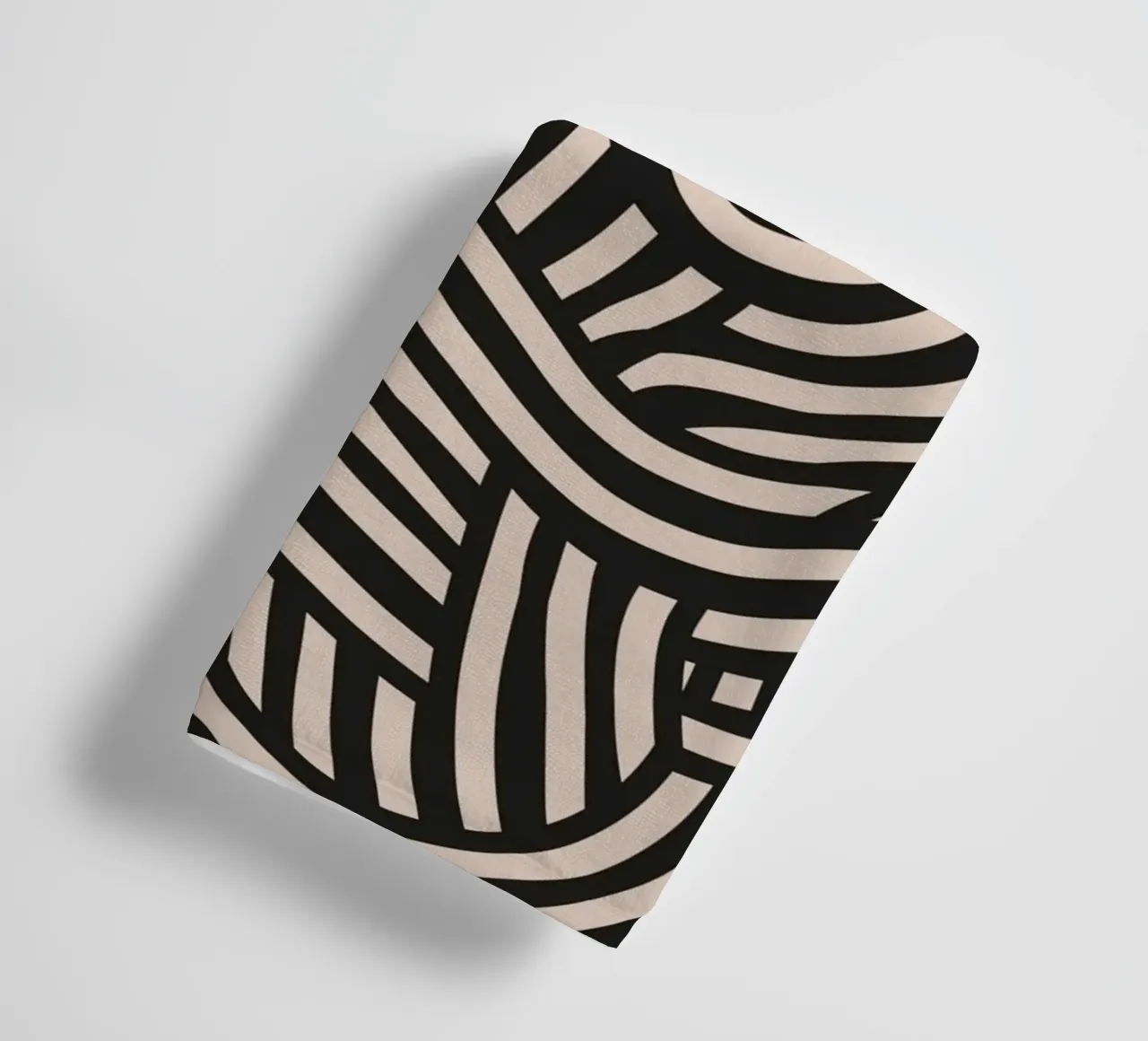 Symmetrical linocut line art pattern 04 towel by Little Dean