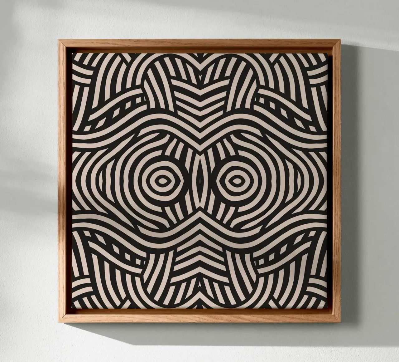 Symmetrical linocut line art pattern 04 canvas by Little Dean