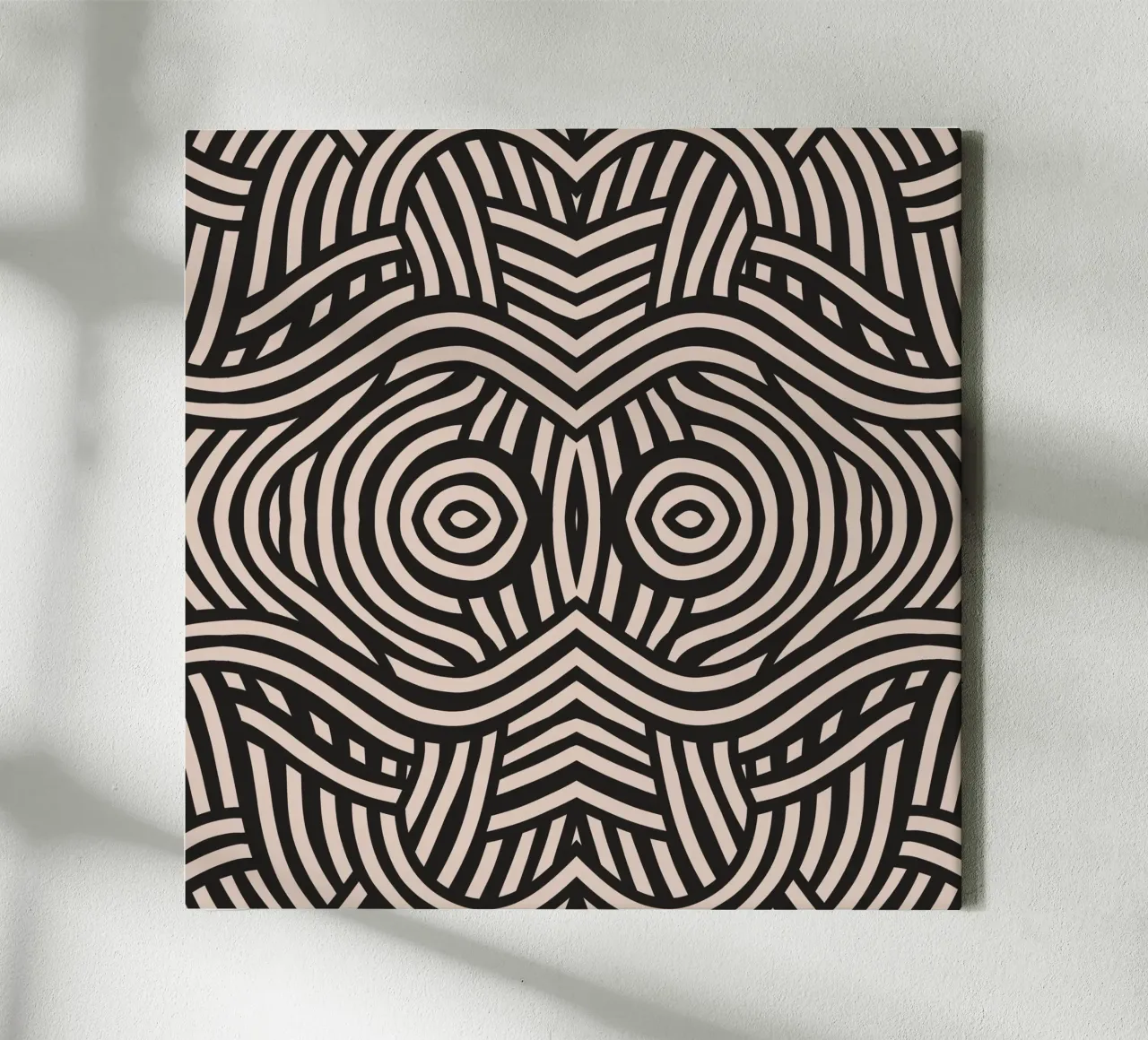 Symmetrical linocut line art pattern 04 canvas by Little Dean