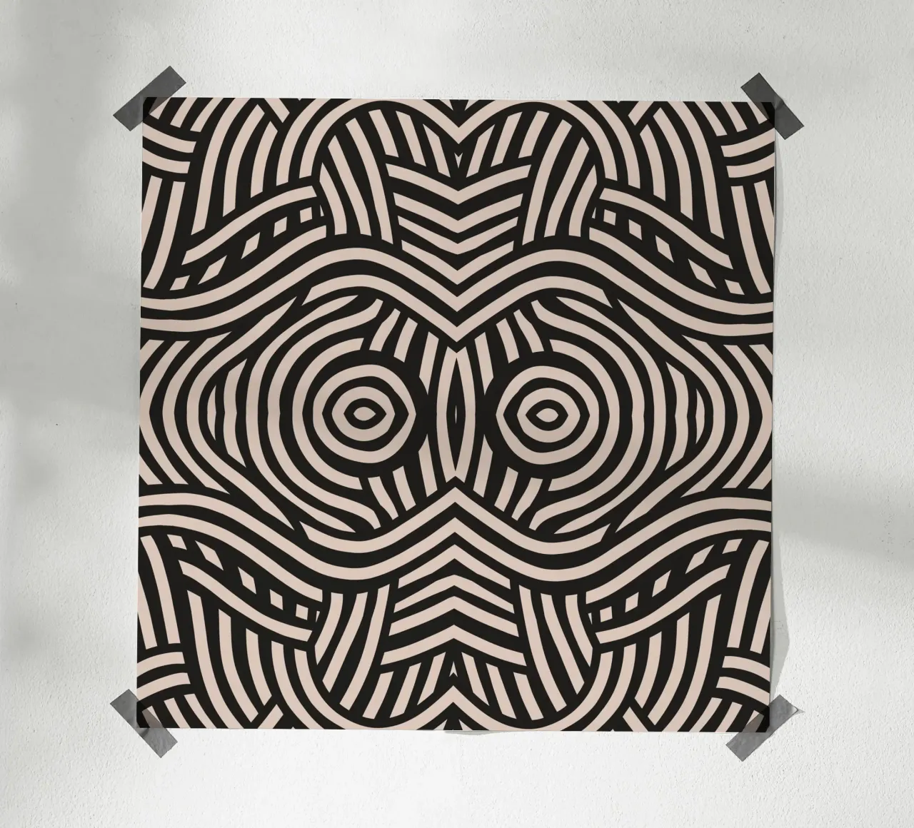 Symmetrical linocut line art pattern 04 hahnemühle by Little Dean