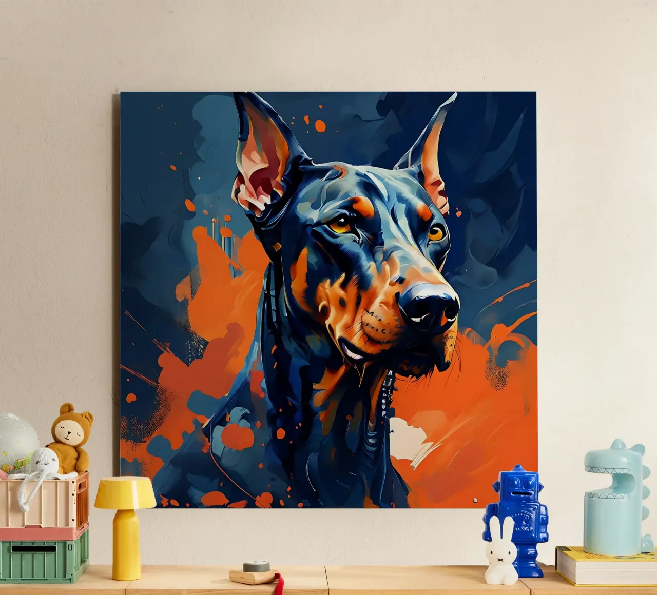 Cane, Doberman_Style_F_1 alluminio dibond da Tierisch bunt by LK