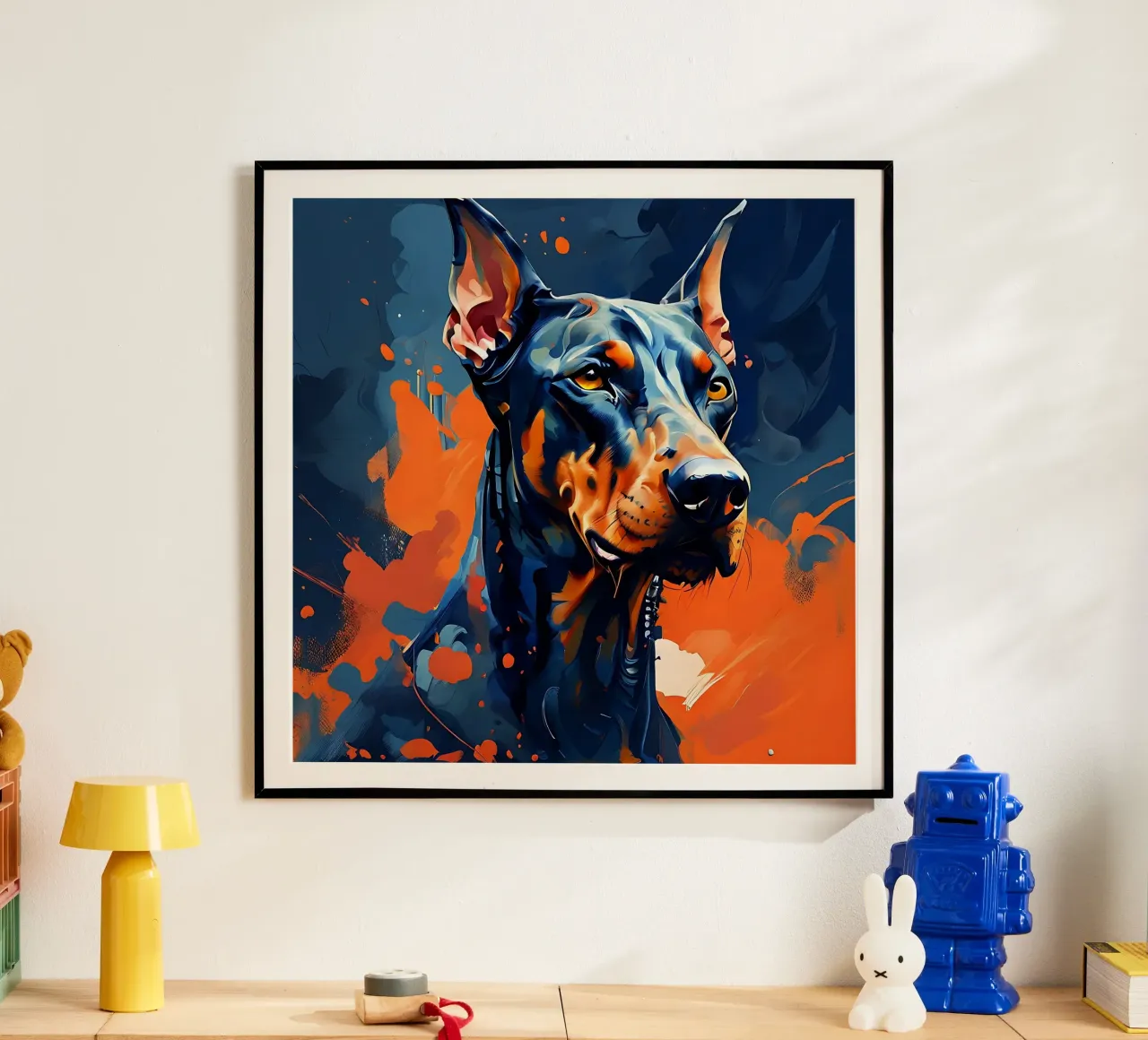 Cane, Doberman_Style_F_1 carta hahnemühle da Tierisch bunt by LK