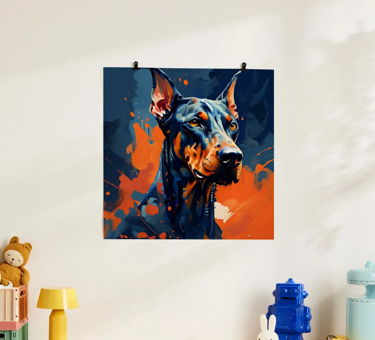 Cane, Doberman_Style_F_1 carta hahnemühle da Tierisch bunt by LK