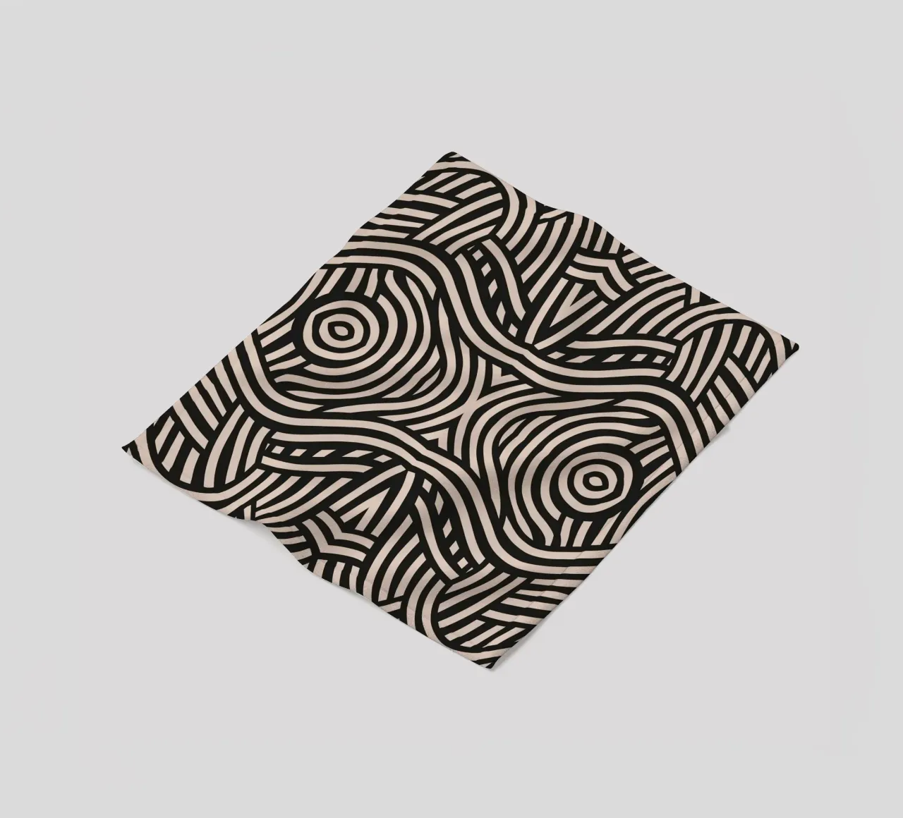 Symmetrical linocut line art pattern 05 fleece blanket by Little Dean