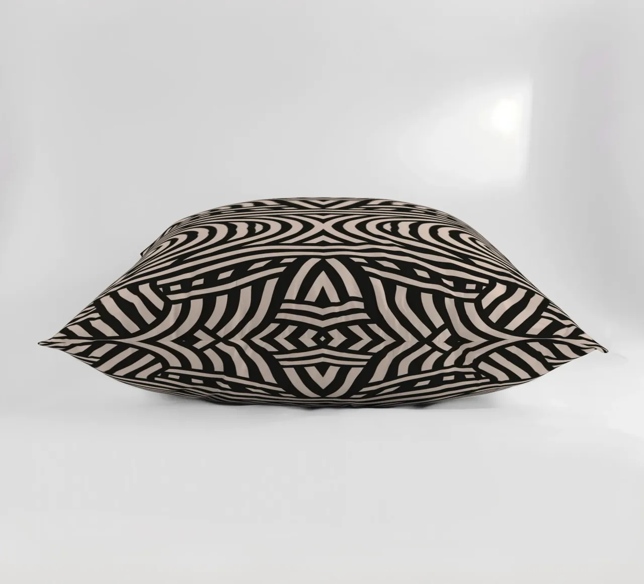 Symmetrical linocut line art pattern 05 decorative cushion by Little Dean