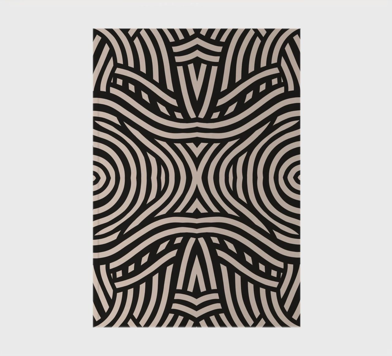 Symmetrical linocut line art pattern 05 notebook by Little Dean