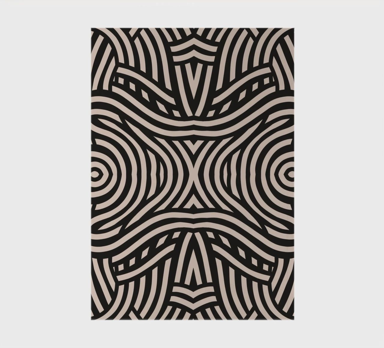 Symmetrical linocut line art pattern 05 notebook by Little Dean