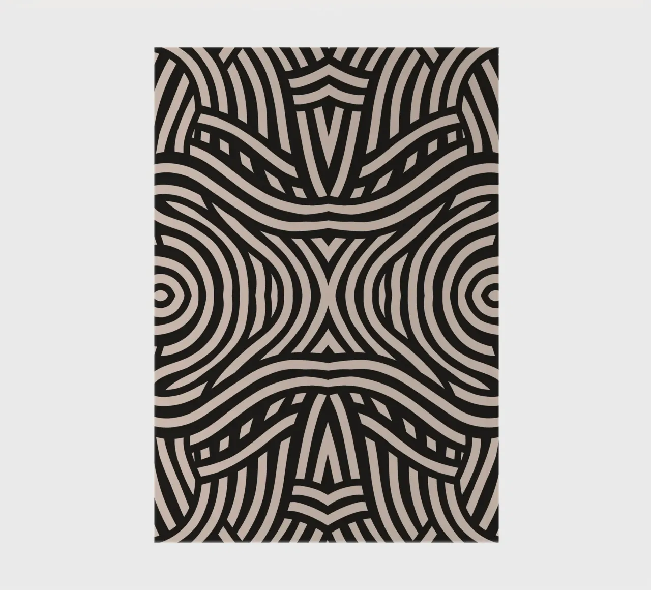 Symmetrical linocut line art pattern 05 notebook by Little Dean