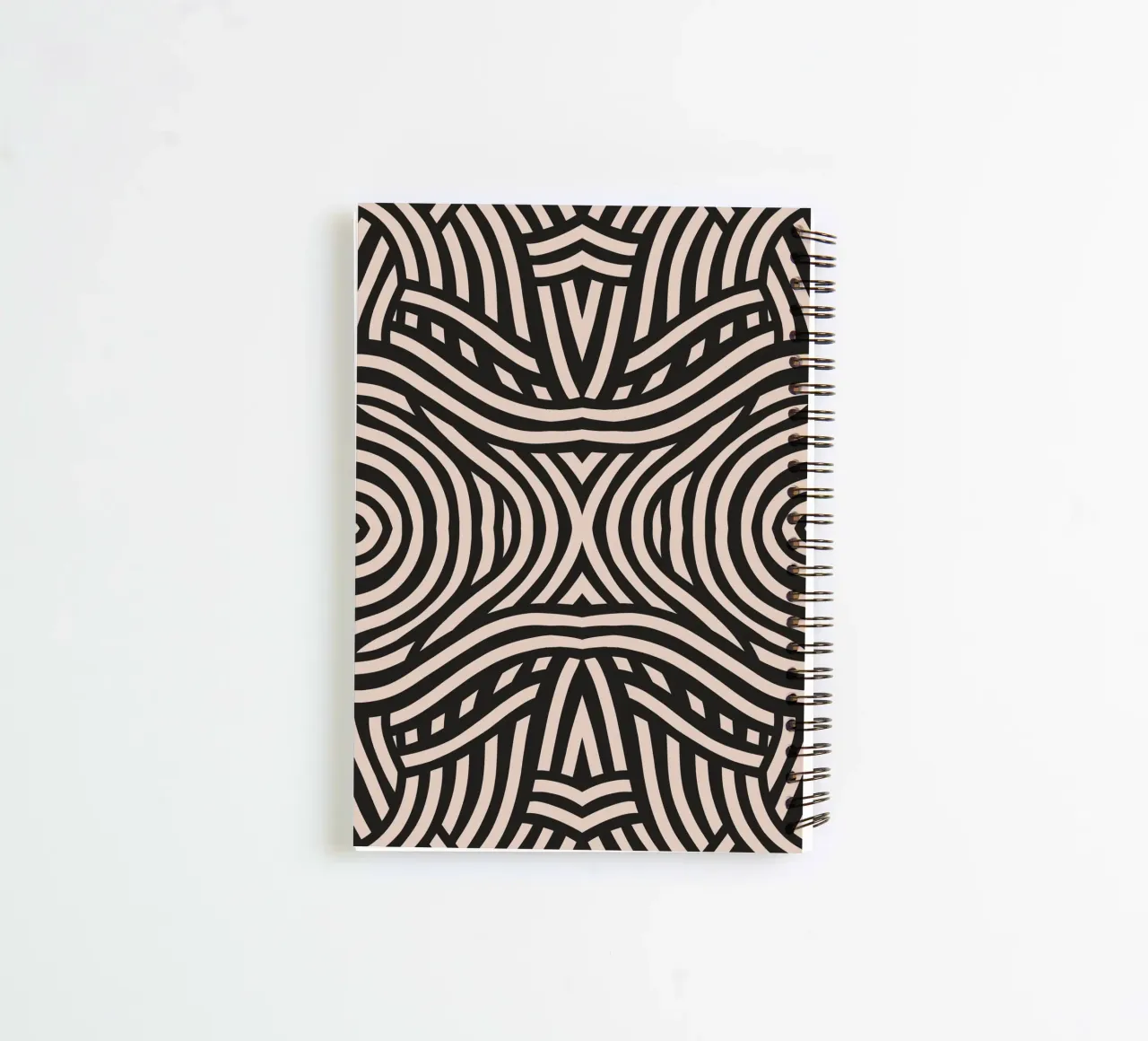 Symmetrical linocut line art pattern 05 spiral notebook by Little Dean