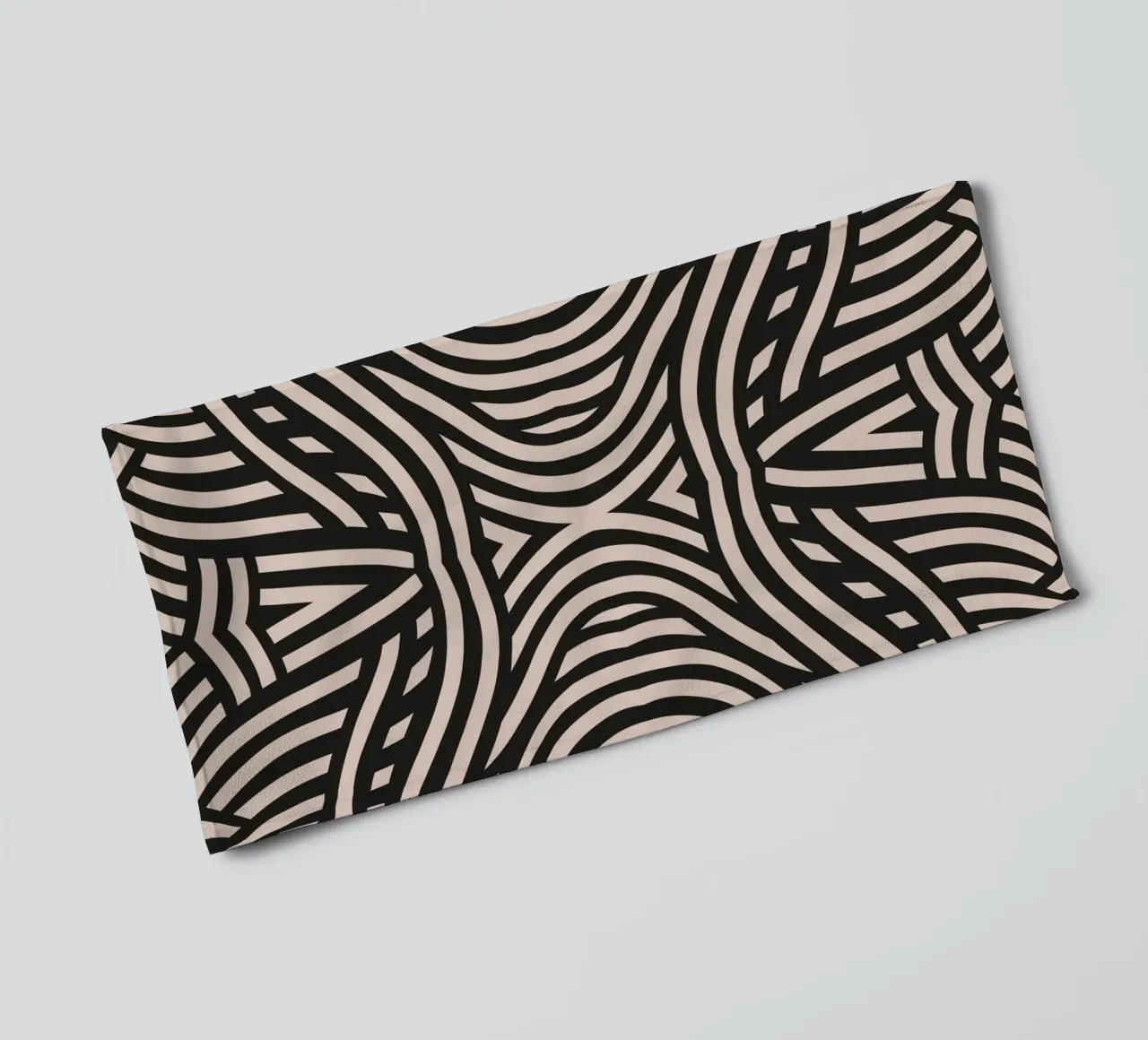 Symmetrical linocut line art pattern 05 towel by Little Dean