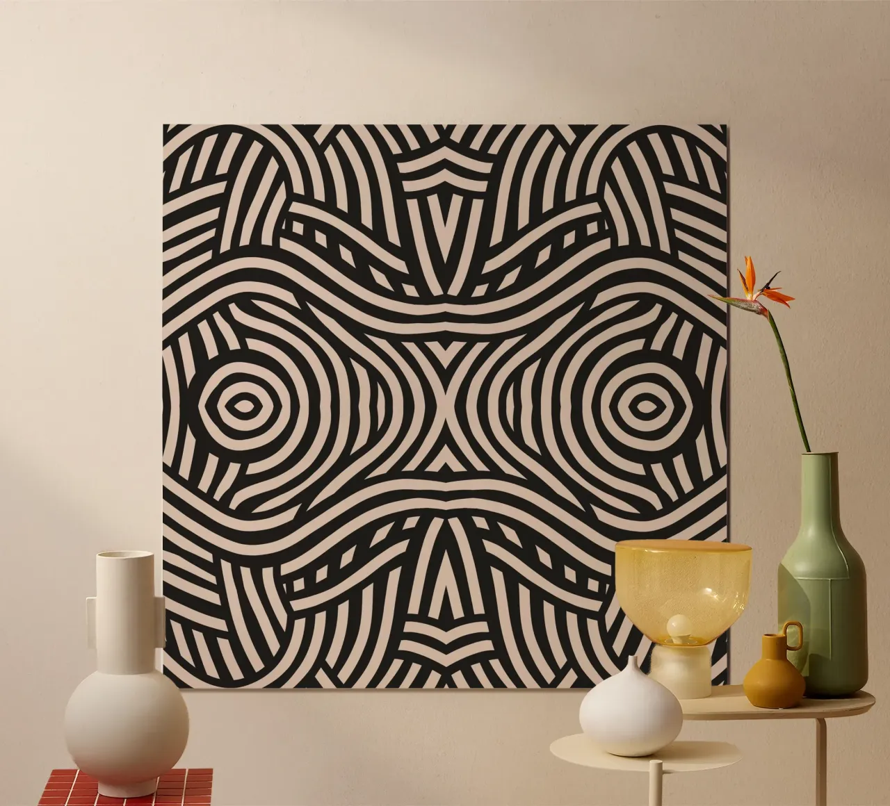 Symmetrical linocut line art pattern 05 hahnemühle by Little Dean