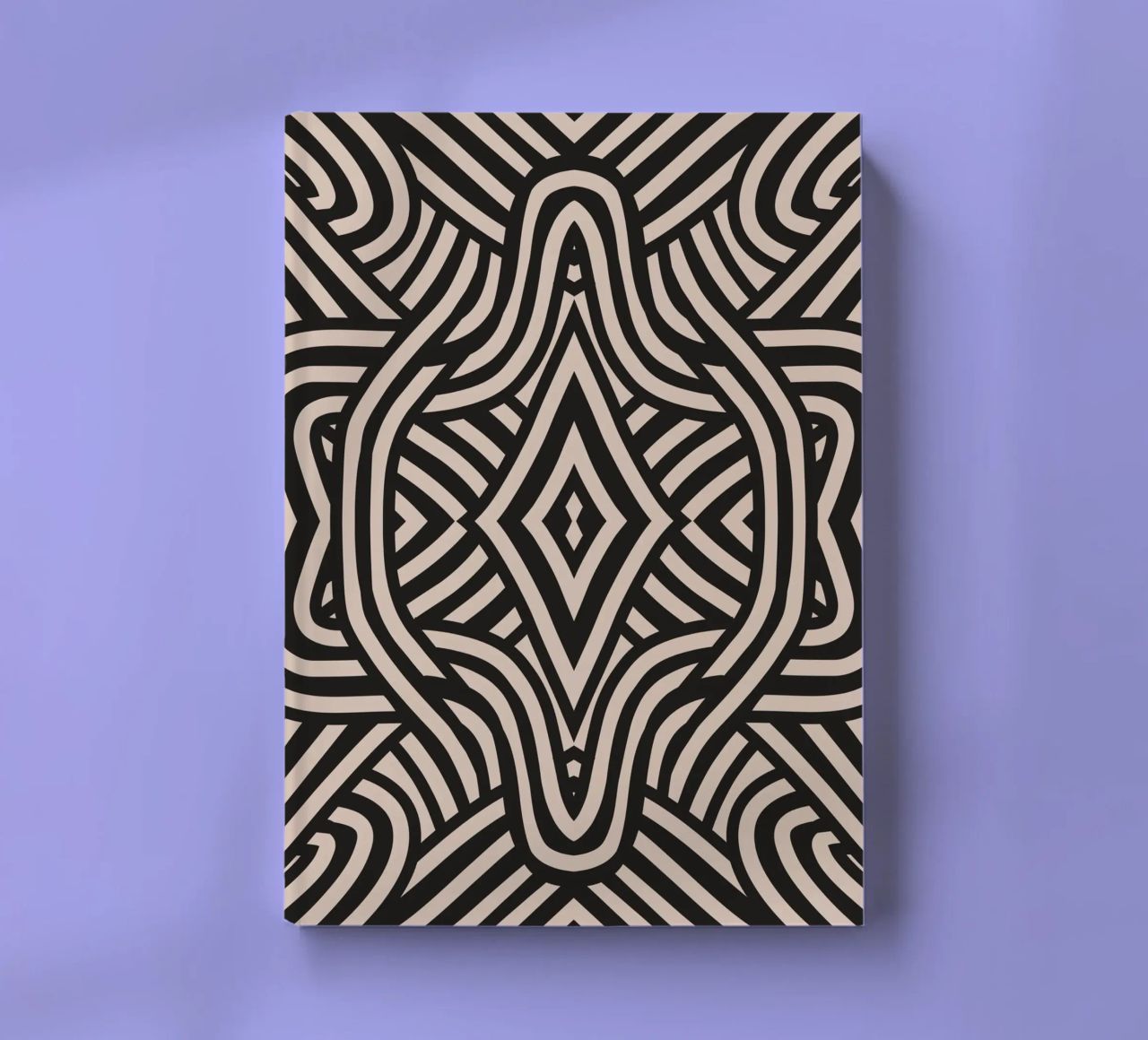 Symmetrical linocut line art pattern 06 notebook by Little Dean