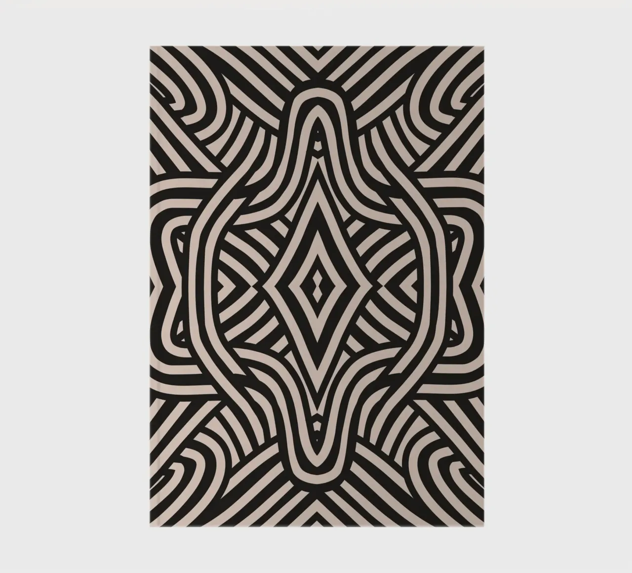 Symmetrical linocut line art pattern 06 notebook by Little Dean