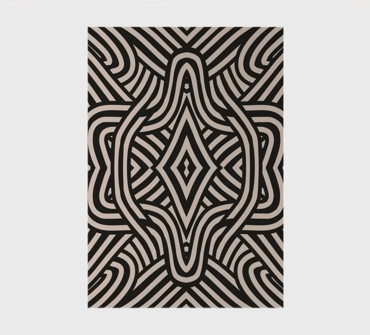 Symmetrical linocut line art pattern 06 notebook by Little Dean