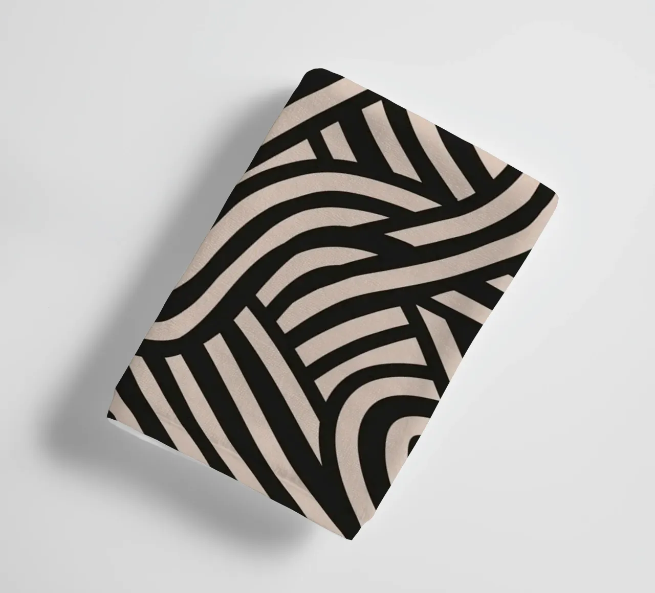 Symmetrical linocut line art pattern 06 towel by Little Dean