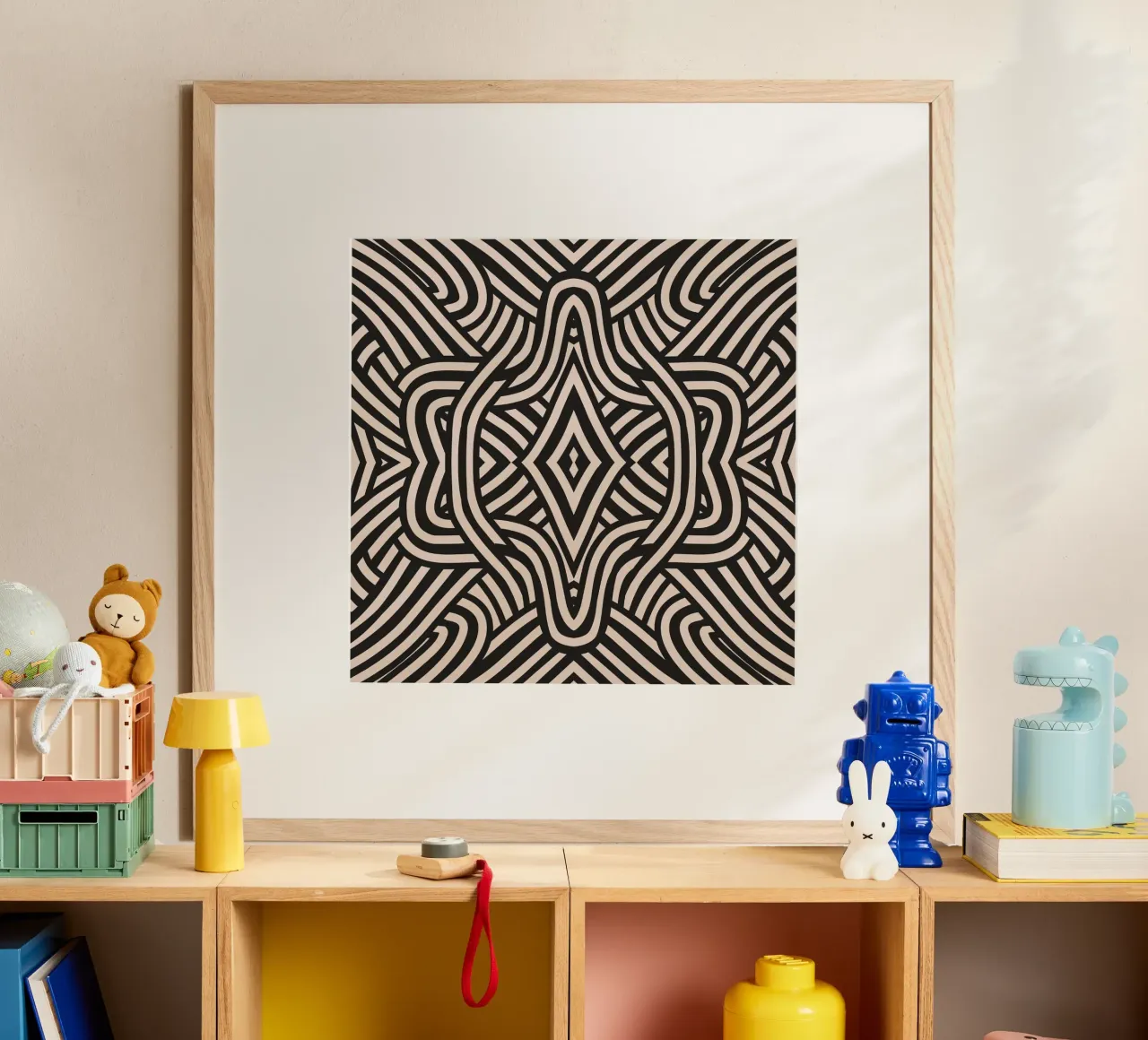 Symmetrical linocut line art pattern 06 hahnemühle by Little Dean