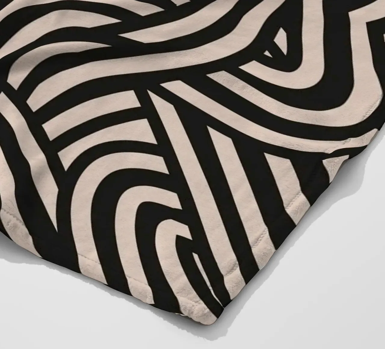 Symmetrical linocut line art pattern 06 fleece blanket by Little Dean