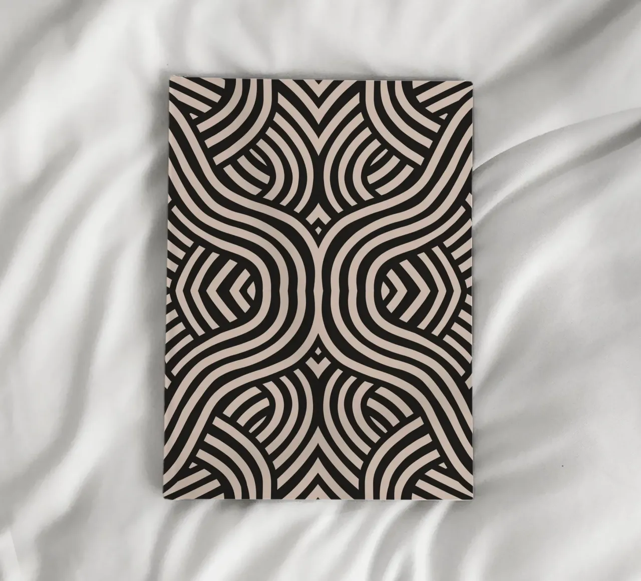 Symmetrical linocut line art pattern 07 notebook by Little Dean