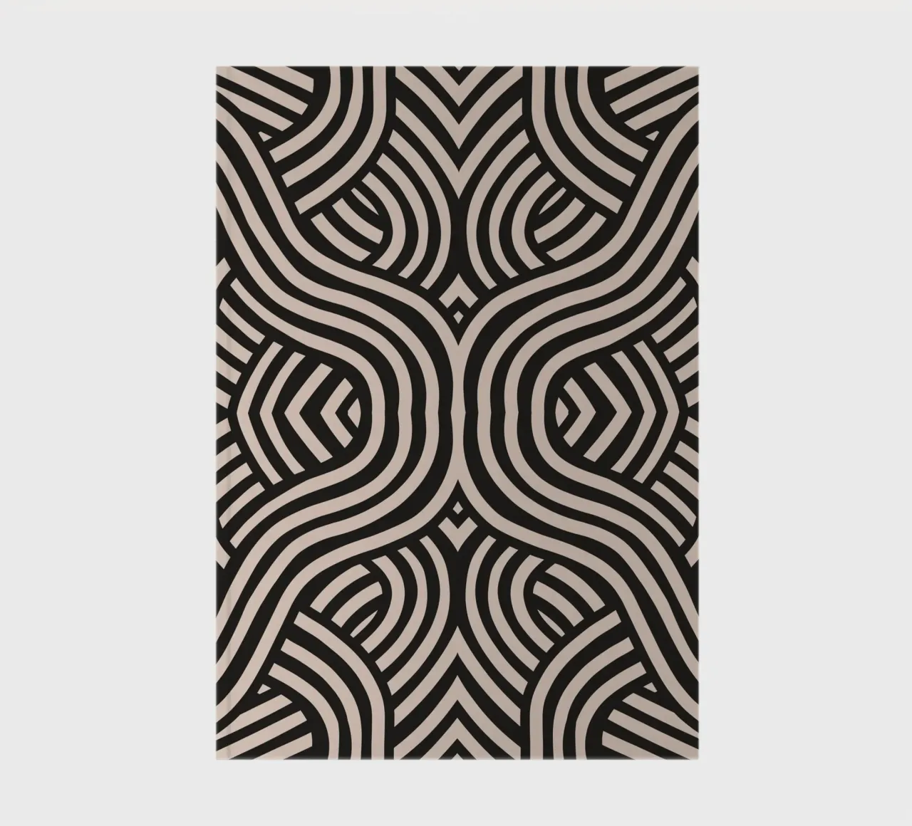 Symmetrical linocut line art pattern 07 notebook by Little Dean