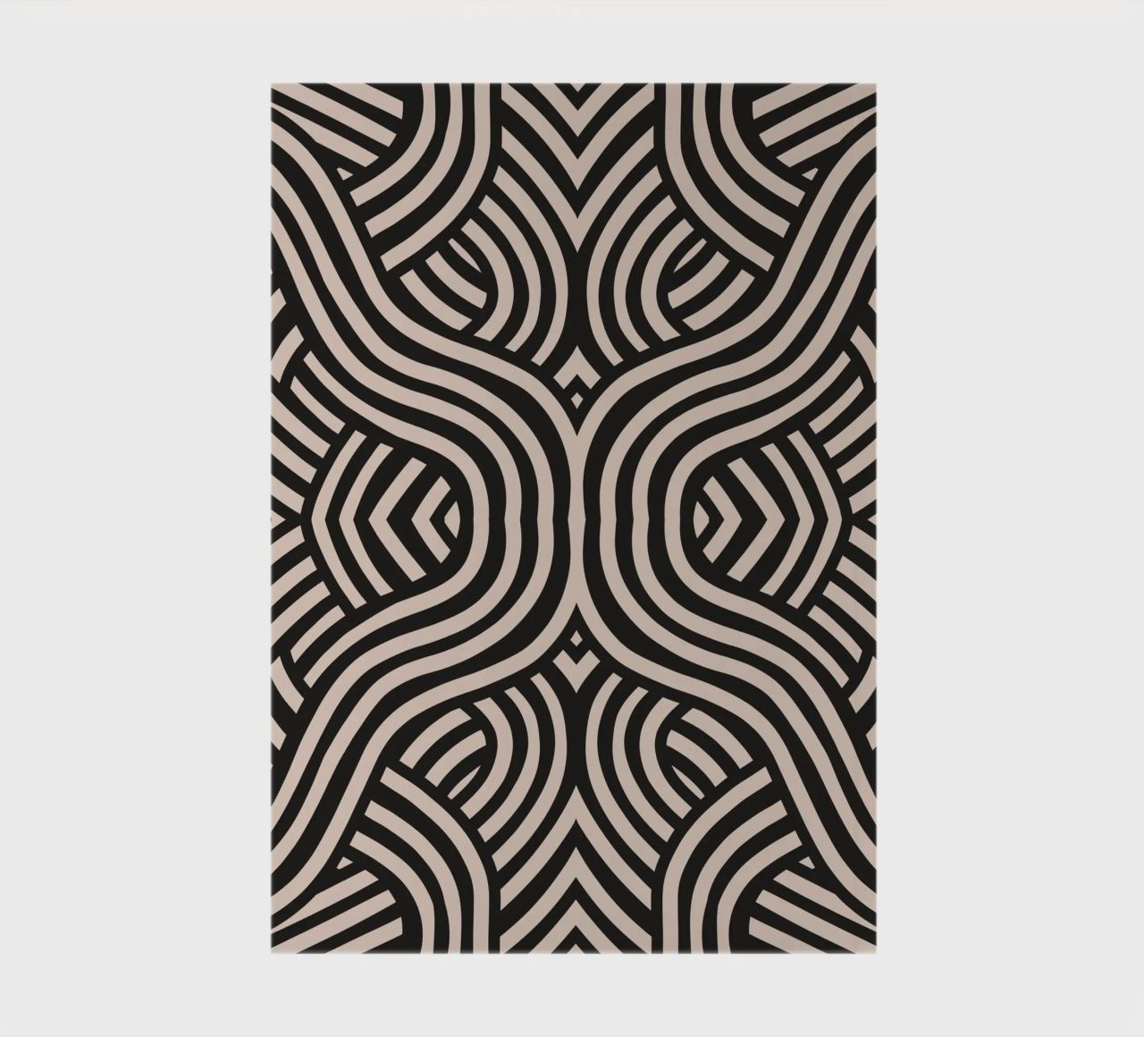 Symmetrical linocut line art pattern 07 notebook by Little Dean