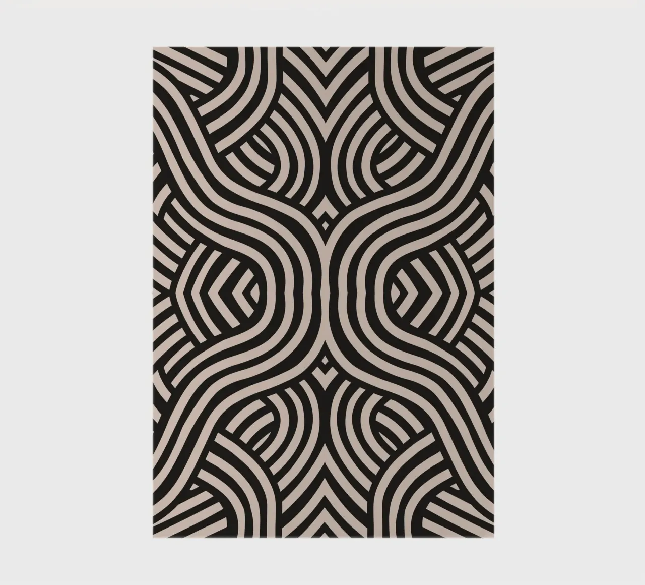 Symmetrical linocut line art pattern 07 notebook by Little Dean
