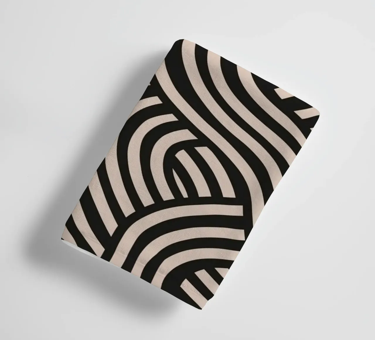 Symmetrical linocut line art pattern 07 towel by Little Dean