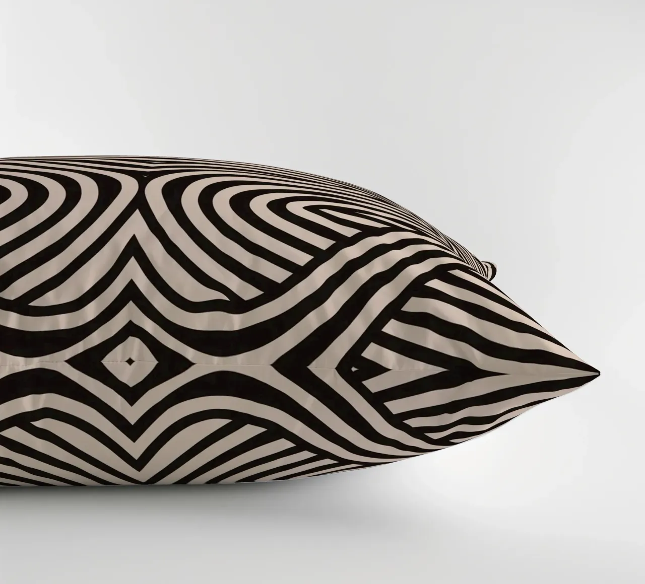 Symmetrical linocut line art pattern 08 decorative cushion by Little Dean
