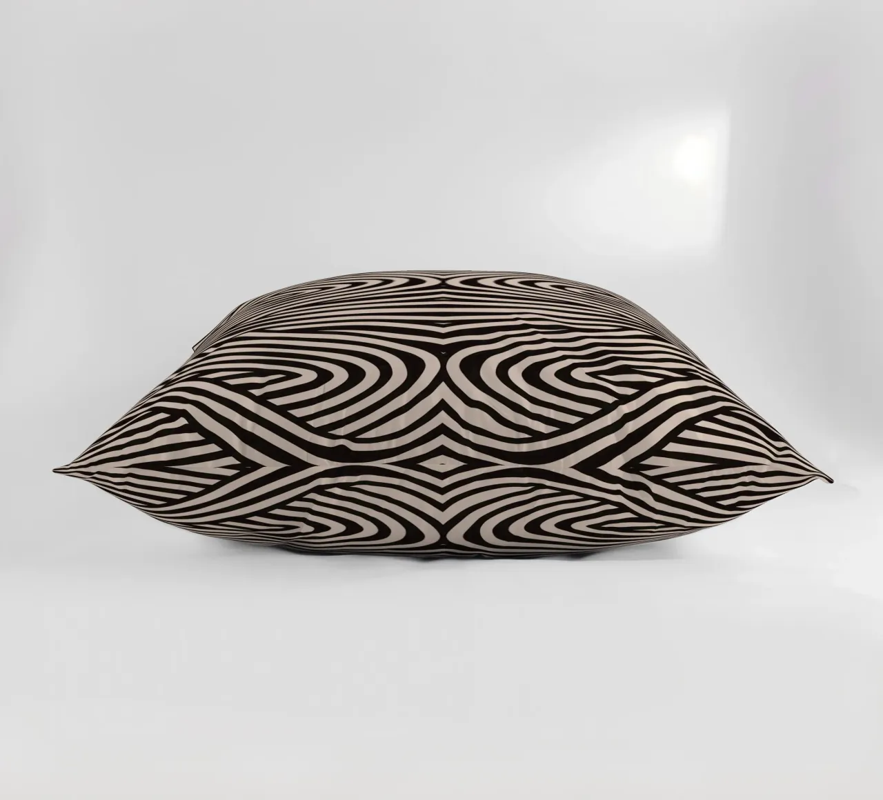 Symmetrical linocut line art pattern 08 decorative cushion by Little Dean