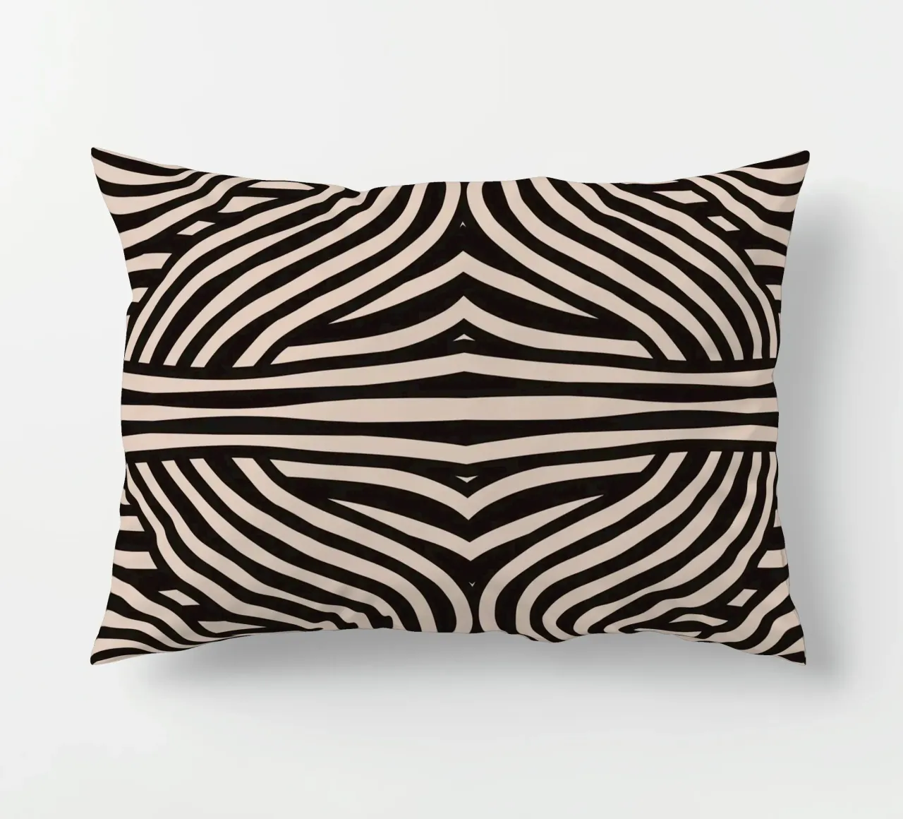 Symmetrical linocut line art pattern 08 decorative cushion by Little Dean