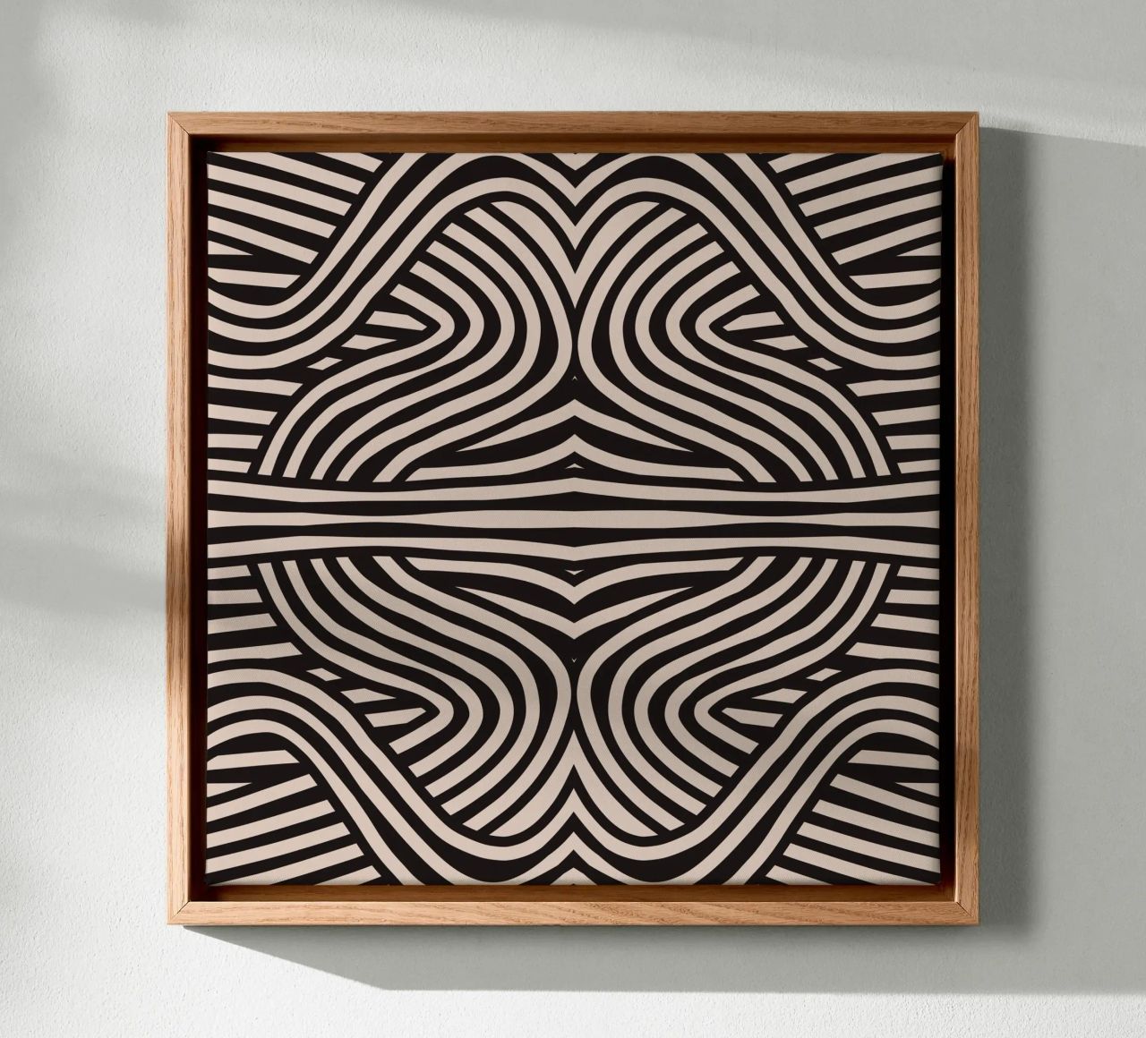Symmetrical linocut line art pattern 08 canvas by Little Dean