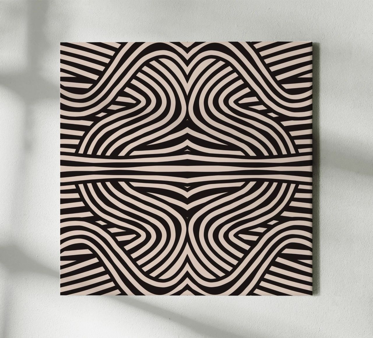 Symmetrical linocut line art pattern 08 canvas by Little Dean