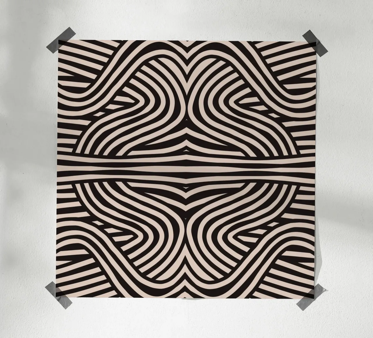 Symmetrisches Linolschnitt-Linienkunstmuster 08 Poster von Little Dean