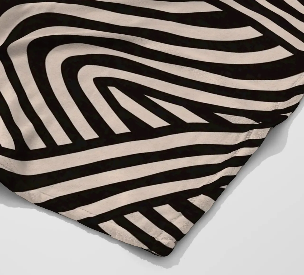 Symmetrical linocut line art pattern 08 fleece blanket by Little Dean