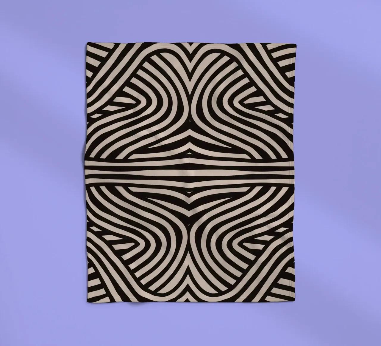 Symmetrical linocut line art pattern 08 fleece blanket by Little Dean