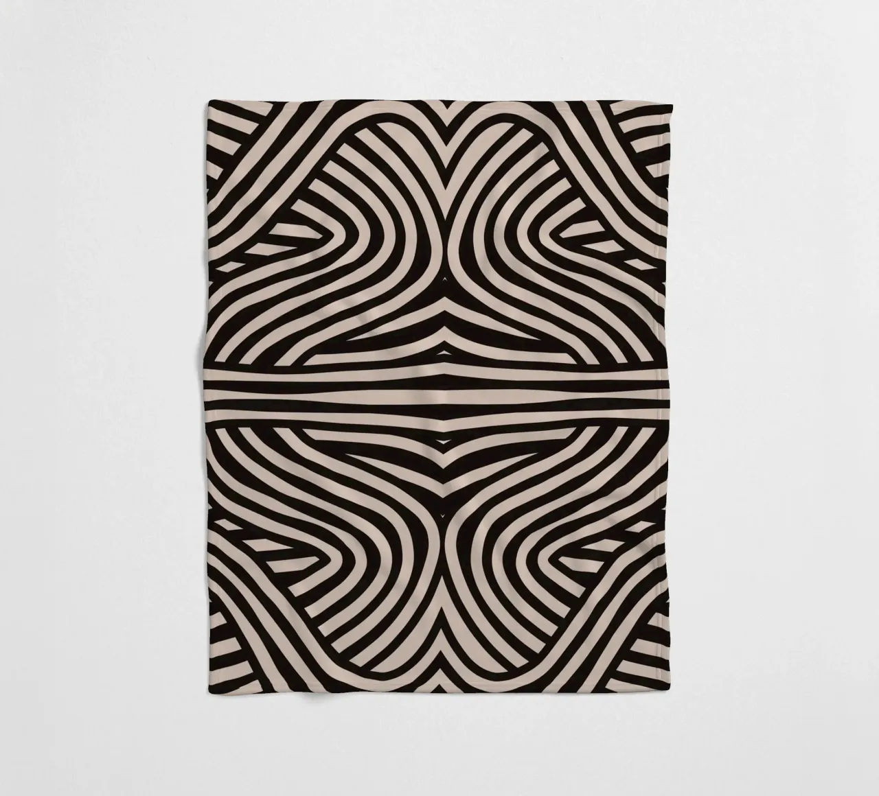 Symmetrical linocut line art pattern 08 fleece blanket by Little Dean