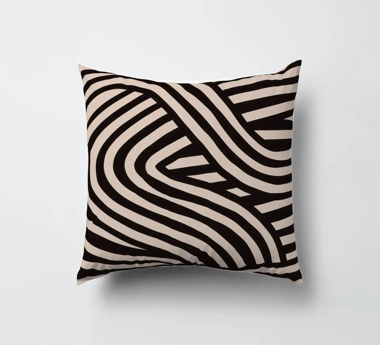 Asymmetrical linocut line art pattern 04 decorative cushion by Little Dean