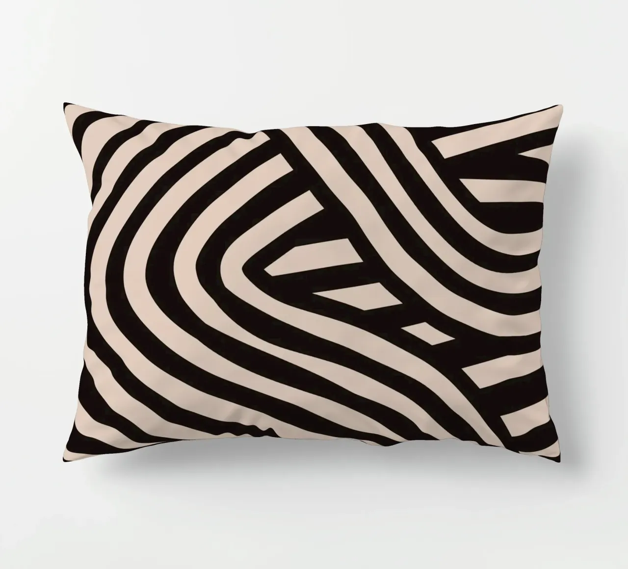 Asymmetrical linocut line art pattern 04 decorative cushion by Little Dean